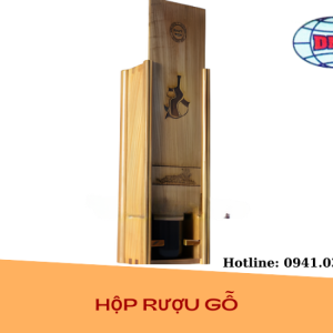 hộp rượu gỗ 1 chai nắp trượt